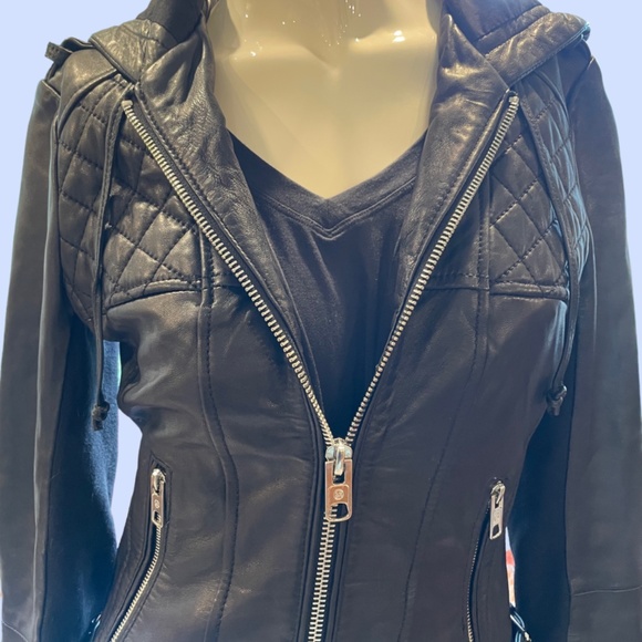 MICHAEL Michael Kors Black Leather Moto Jacket XS - Picture 4 of 7